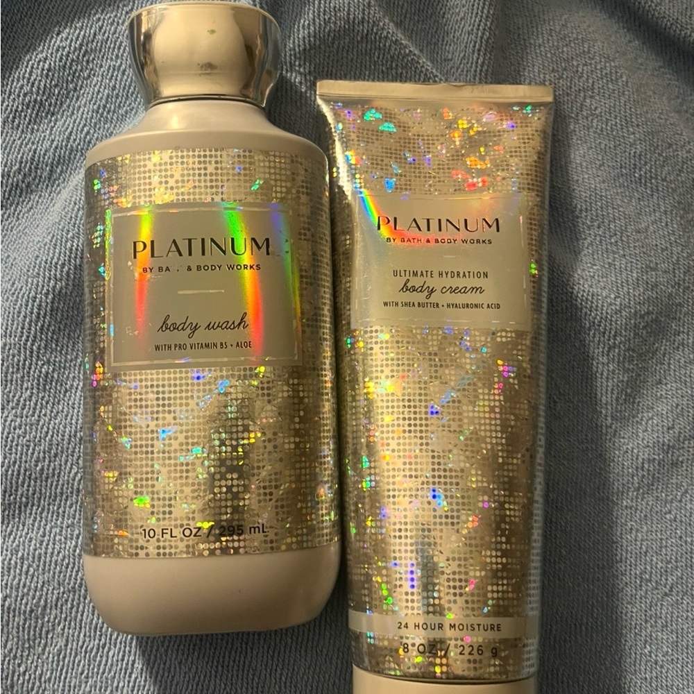Bath & Body Works Platinum Body Wash & Body Cream - Gold Holographic